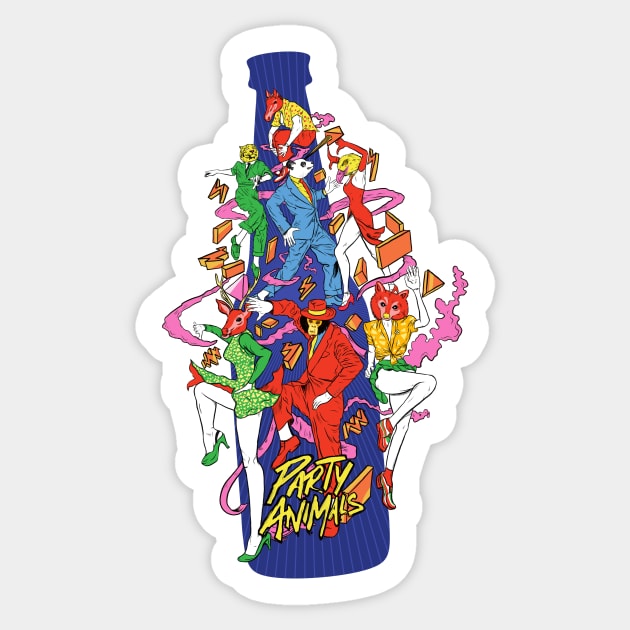 Party Animals Sticker by rjartworks